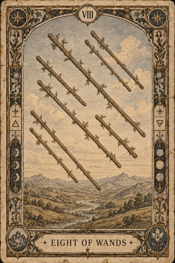 Osmička palíc (Eight of Wands)