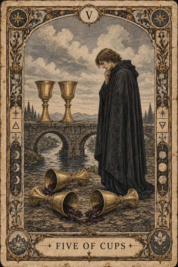 Päťka pohárov (Five of Cups)