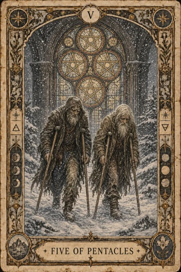 Päťka pentaklov (Five of Pentacles)