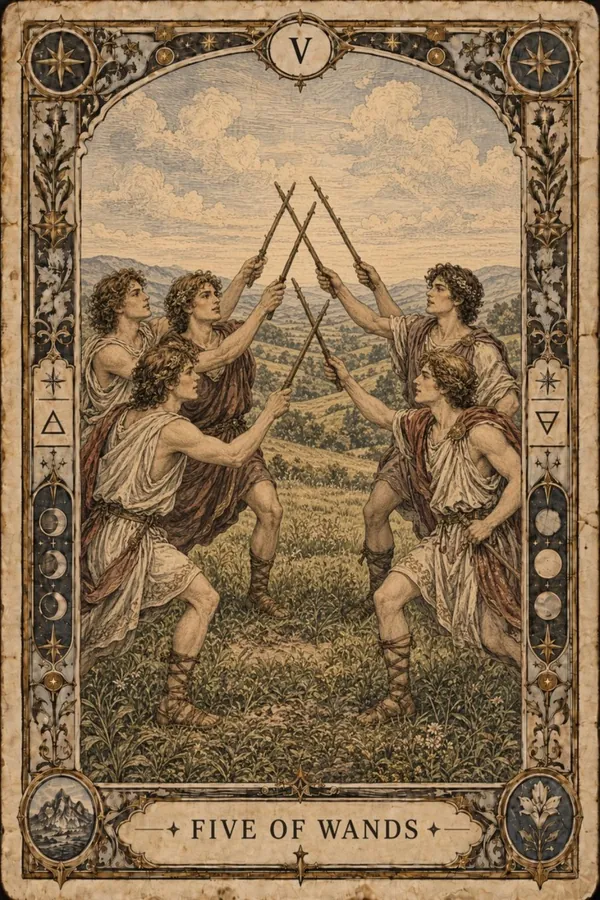 Päťka palíc (Five of Wands)