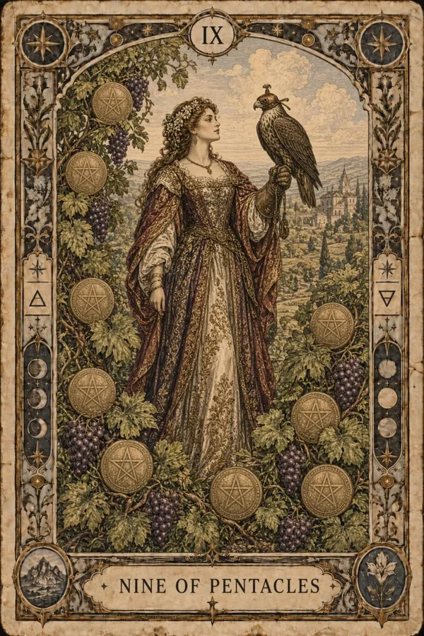 Deviatka pentaklov (Nine of Pentacles)