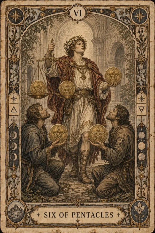 Šestka pentaklov (Six of Pentacles)