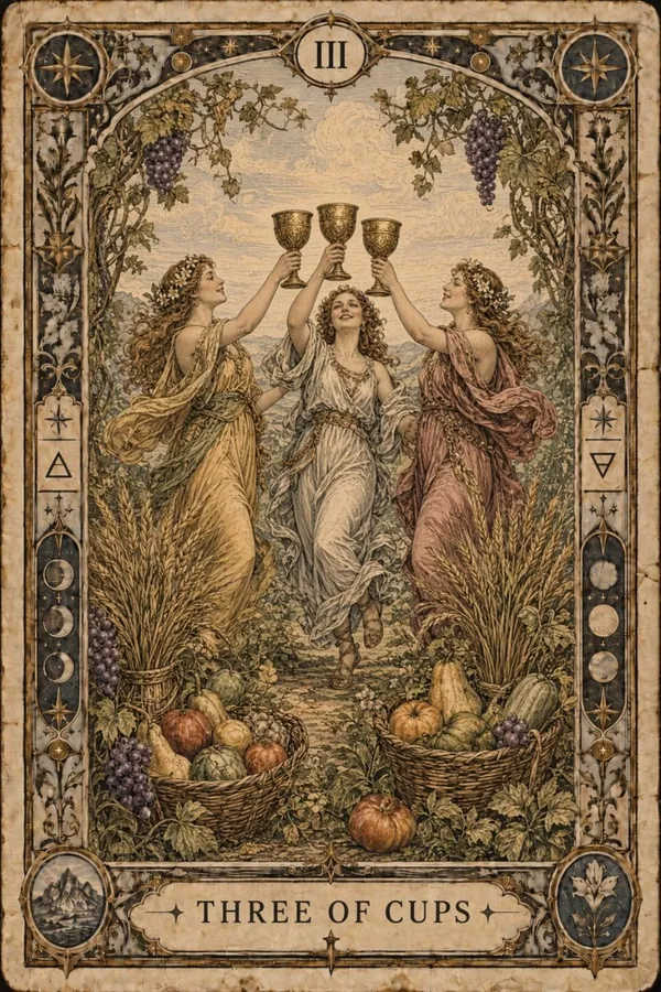 Trojka pohárov (Three of Cups)