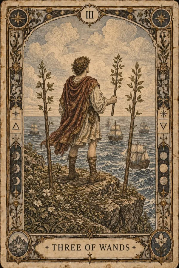 Trojka palíc (Three of Wands)